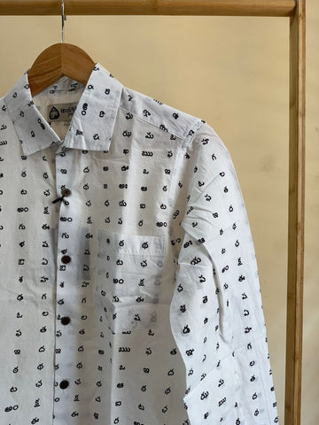 Classic Telugu Script Print Full Sleeve Classic Shirt For Men