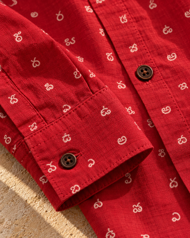 Classic Telugu Script Print Full Sleeve Classic Shirt For Men