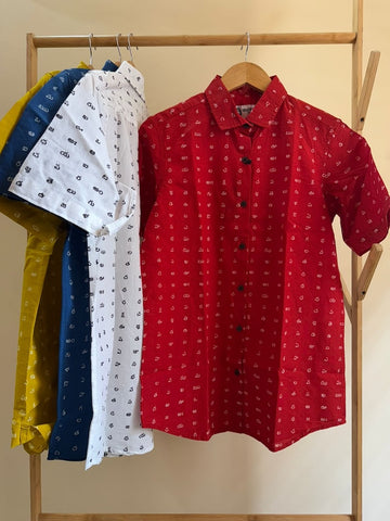 Telugu Alphabet Half Sleeves Classic Shirt for Women