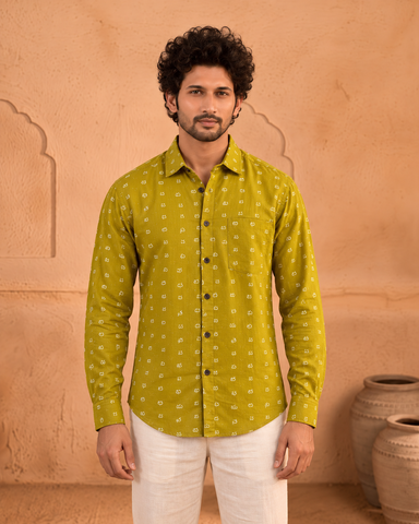Telugu Alphabet  Print Full Sleeve Classic Organic Shirt Men
