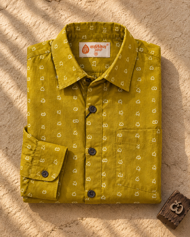 Telugu Alphabet  Print Full Sleeve Classic Organic Shirt Men