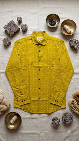 Classic Telugu Script Print Full Sleeve Classic Shirt For Men