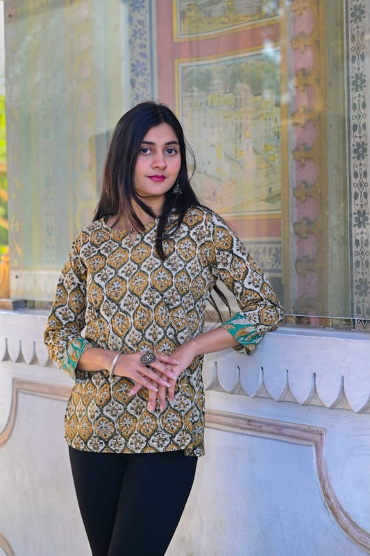Handblock Cotton Printed Tops For Women