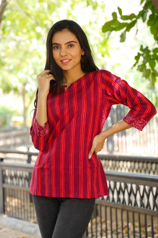 Handblock Cotton Printed Tops For Women