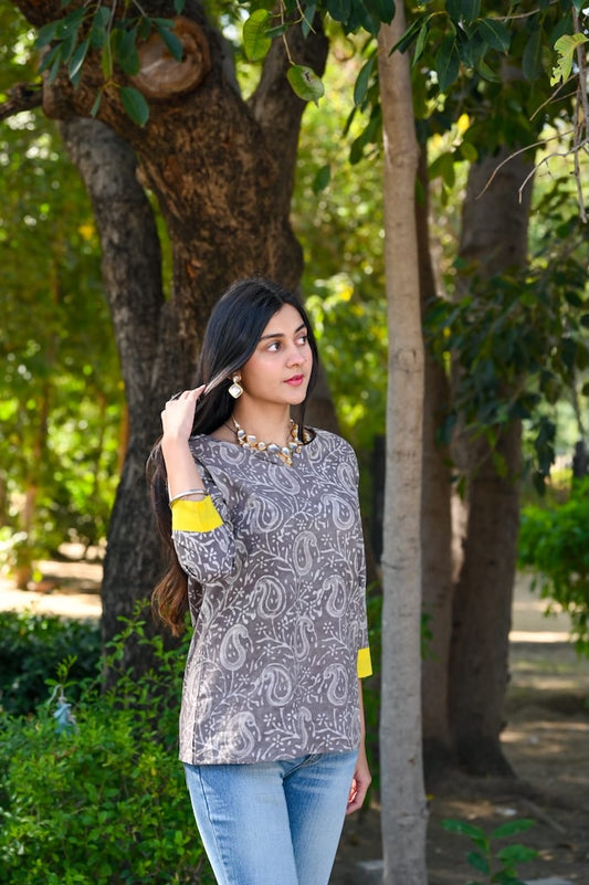 Handblock Cotton Printed Tops For Women