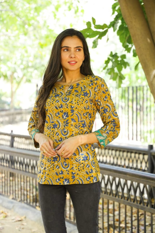 Handblock Cotton Printed Tops For Women