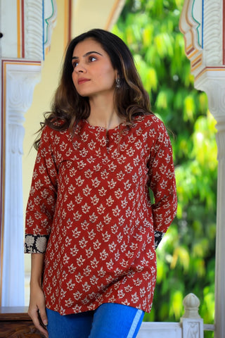 Handblock Cotton Printed Tops For Women