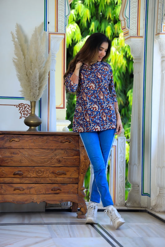Handblock Cotton Printed Tops For Women