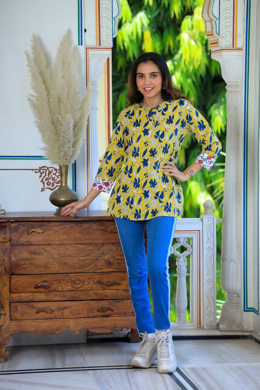 Handblock Cotton Printed Tops For Women