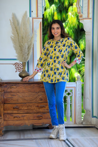 Handblock Cotton Printed Tops For Women