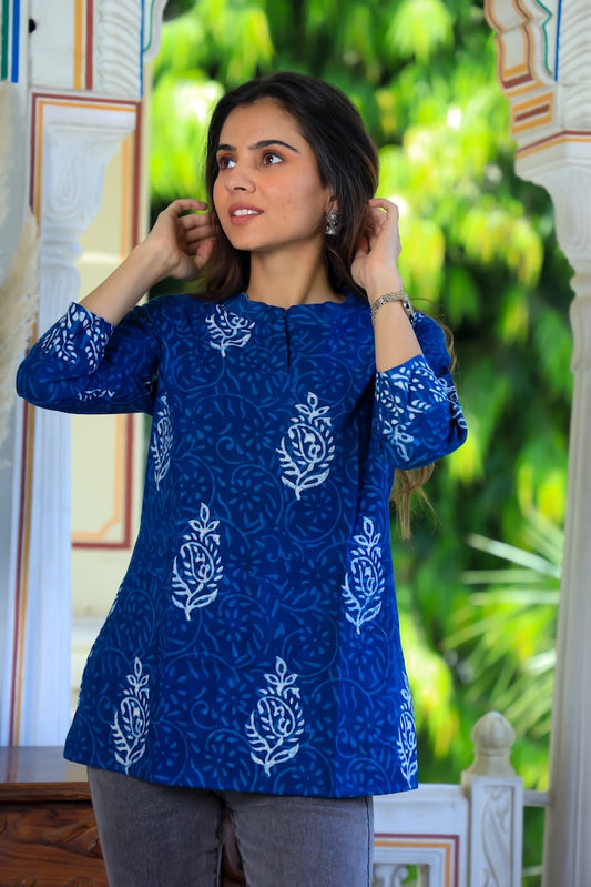 Handblock Cotton Printed Tops For Women