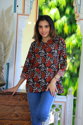 Handblock Cotton Printed Tops For Women