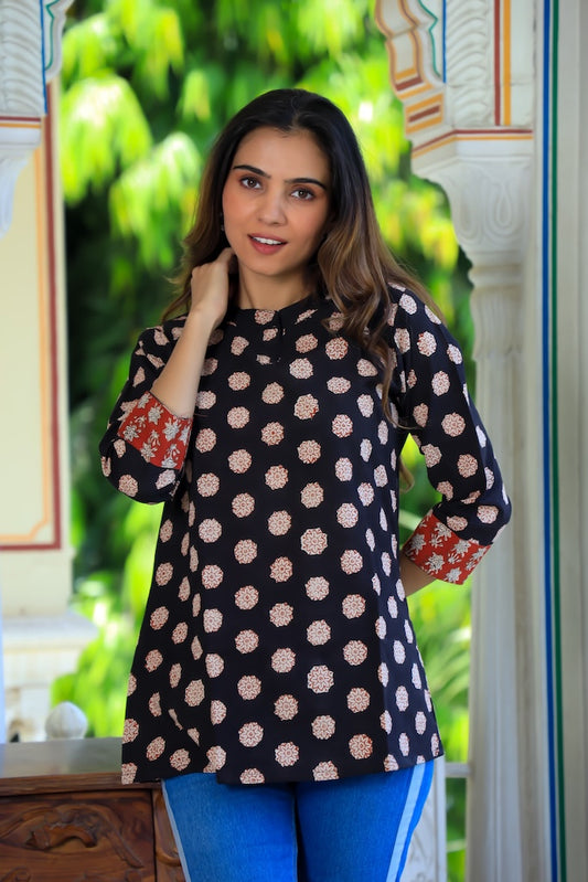 Handblock Cotton Printed Tops For Women