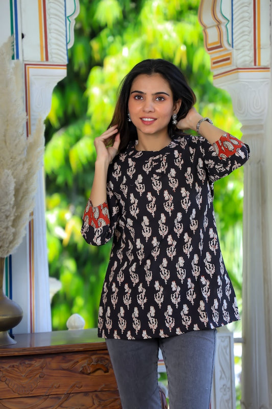 Handblock Cotton Printed Tops For Women