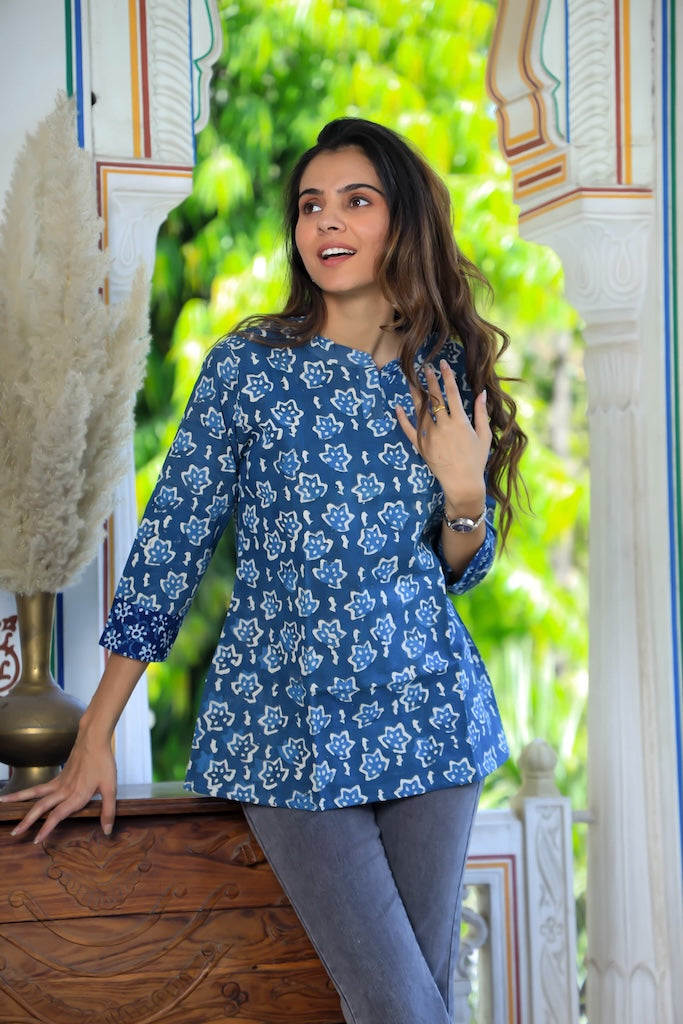 Handblock Cotton Printed Tops For Women