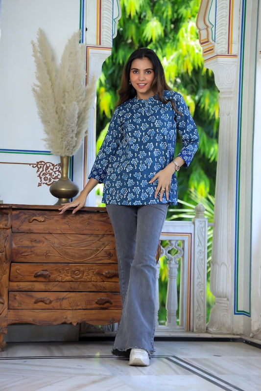 Handblock Cotton Printed Tops For Women