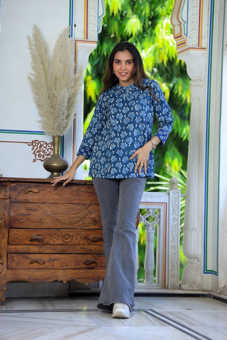 Handblock Cotton Printed Tops For Women