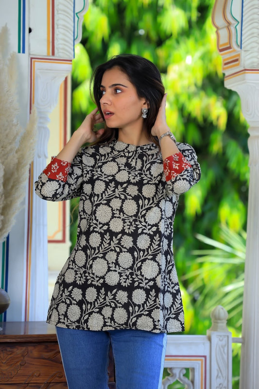 Handblock Cotton Printed Tops For Women