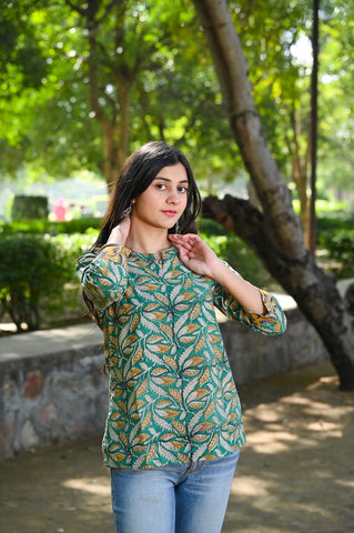 Handblock Cotton Printed Tops For Women