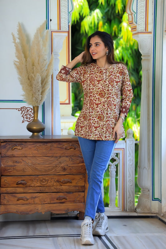 Handblock Cotton Printed Tops For Women