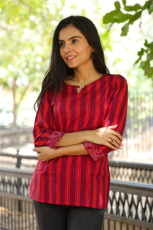 Handblock Cotton Printed Tops For Women