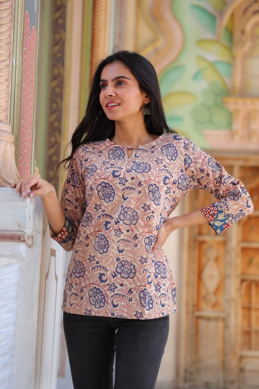 Handblock Cotton Printed Tops For Women