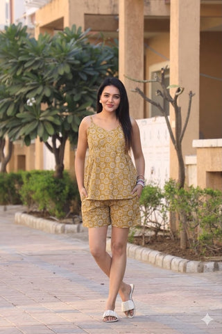 Handblock Bagru Hand Block Printed Top & Shorts
