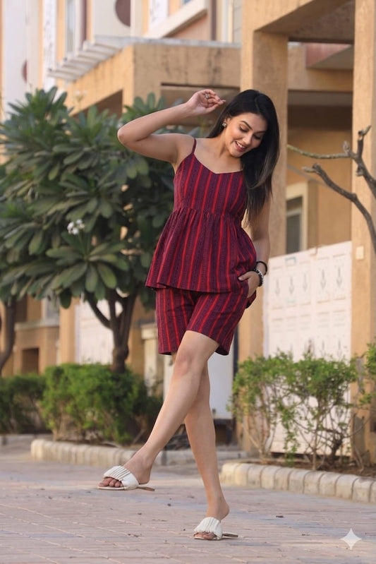 Handblock Bagru Hand Block Printed Top & Shorts