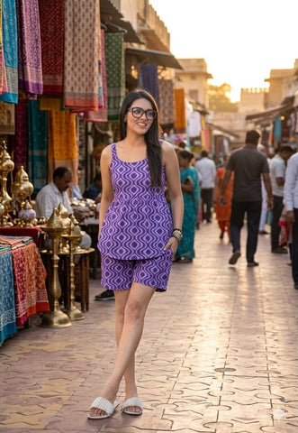 Handblock Bagru Hand Block Printed Top & Shorts