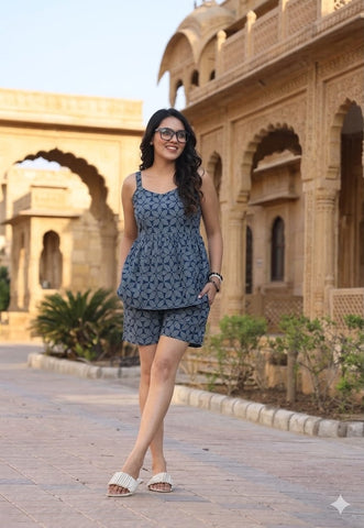 Handblock Bagru Hand Block Printed Top & Shorts