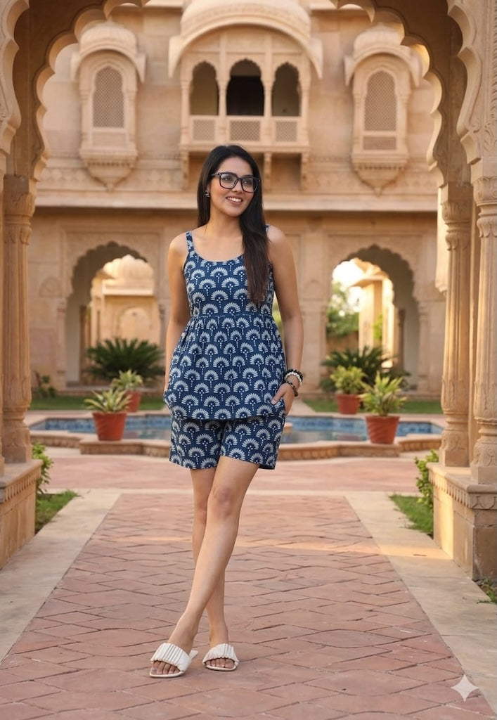 Handblock Bagru Hand Block Printed Top & Shorts