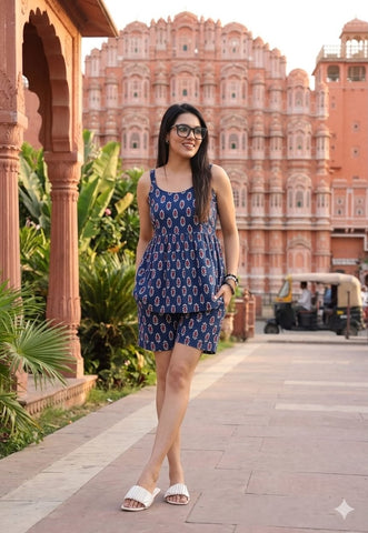 Handblock Bagru Hand Block Printed Top & Shorts