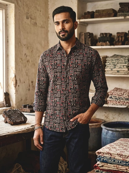 Classic Full Sleeve Casual Tribal Shirt for Men