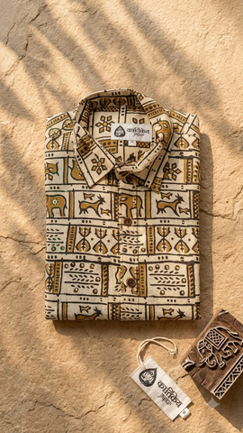 Kartikeya Jaipur Tribal Print Cotton Shirt for Men - Organic