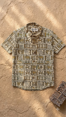 Kartikeya Jaipur Tribal Print Cotton Shirt for Men - Organic