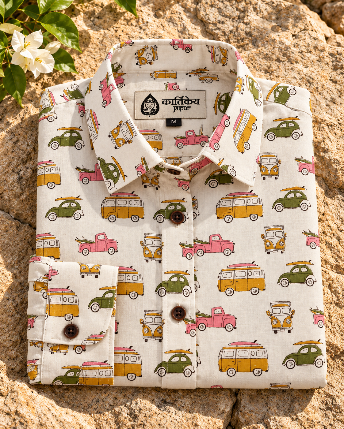 Womens Tuktuk Print Cotton Full Sleeves Shirt