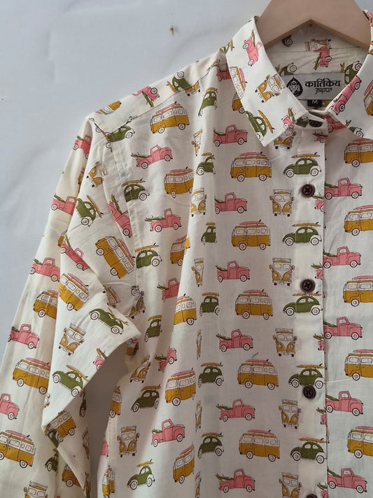 Womens Tuktuk Print Cotton Full Sleeves Shirt