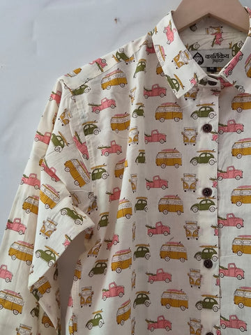 Womens Tuktuk Print Cotton Full Sleeves Shirt