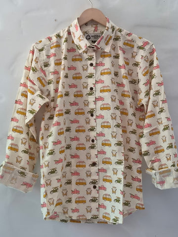 Womens Tuktuk Print Cotton Full Sleeves Shirt