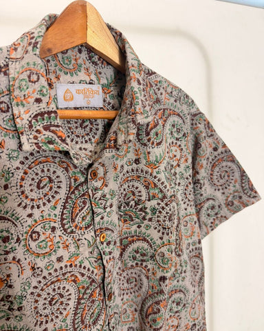 Kalamkari Katha Print Half Sleeve Cotton Shirt