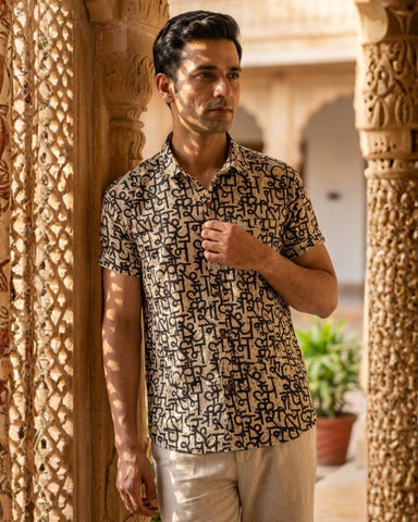 अक्षरमाला Cotton Half Sleeve Shirt for Men