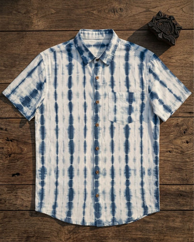 Light Blue Tie Dye Cotton Shirt