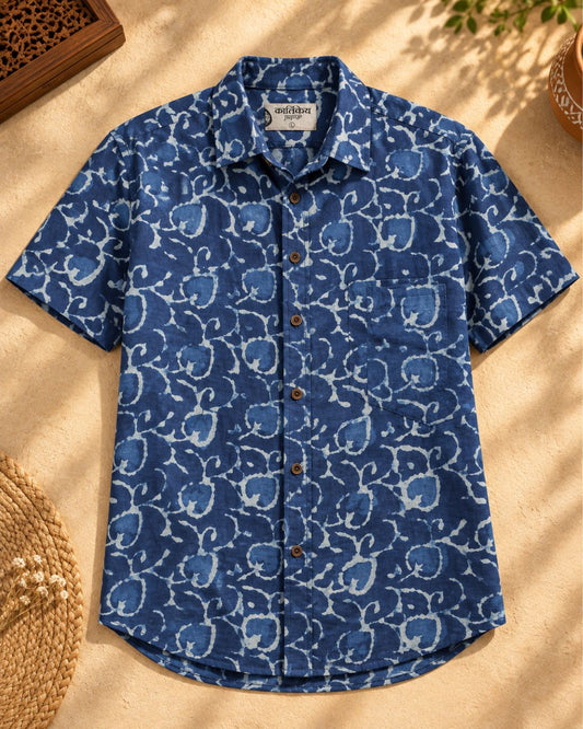 Indigo Half Sleeve Shirt for Men
