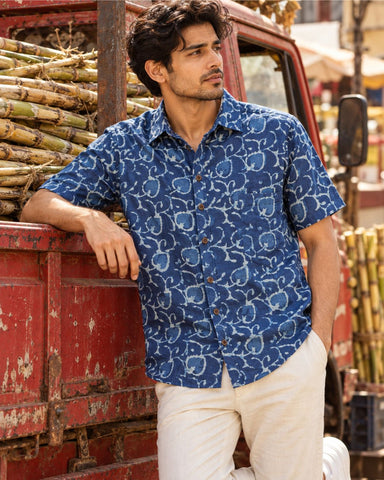 Indigo Half Sleeve Shirt for Men