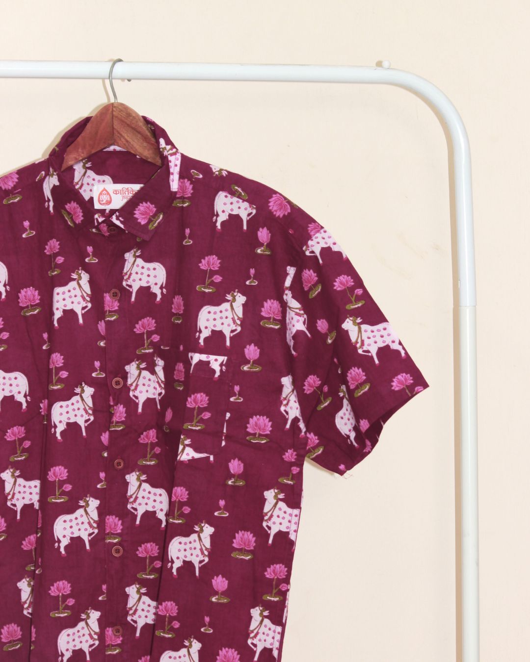 Kartikeya Jaipur Mens Pichwai Cow Print Cotton Shirt