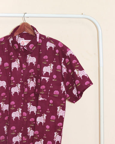 Kartikeya Jaipur Mens Pichwai Cow Print Cotton Shirt