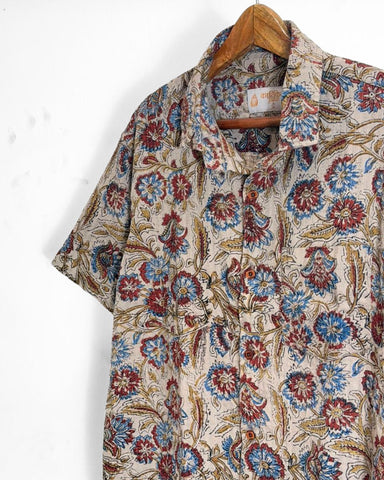Katha Hand Block Print Half Sleeve Shirt For Men