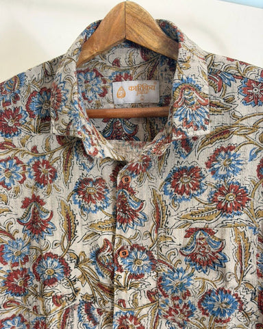Katha Hand Block Print Half Sleeve Shirt For Men
