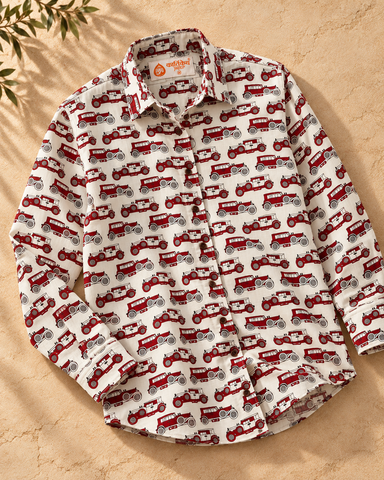 Loose Fit Oversized Vintage Car Print Shirt for Women