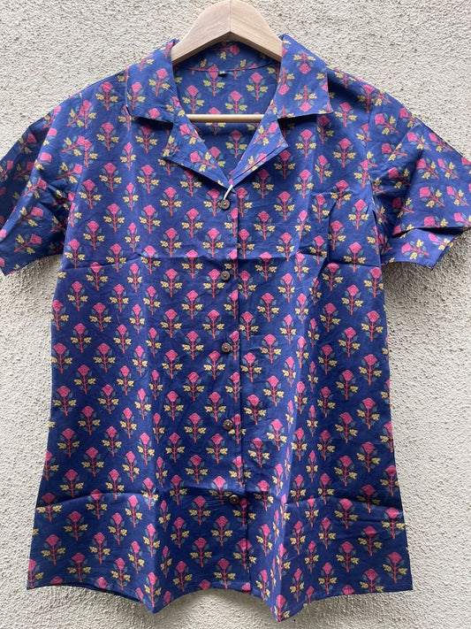 Floral Print Half Sleeve Cotton Shirt for Women